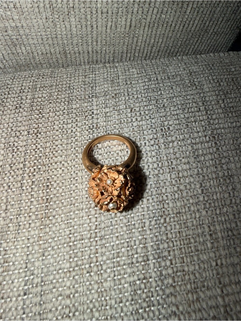 Christian Dior Gold Floral Cluster Statement Ring